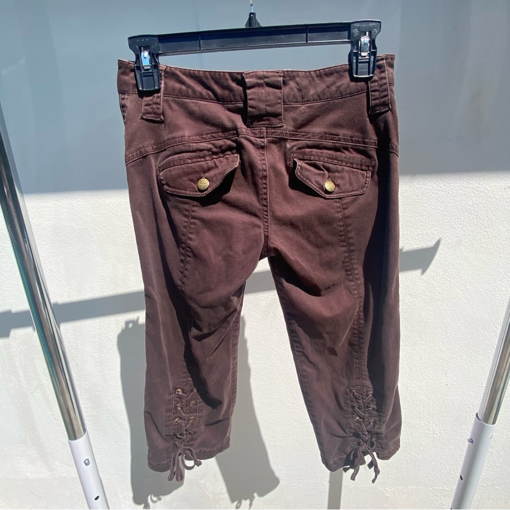 Y2K XOXO Brown Lace Up Capri Pants Size 3/4